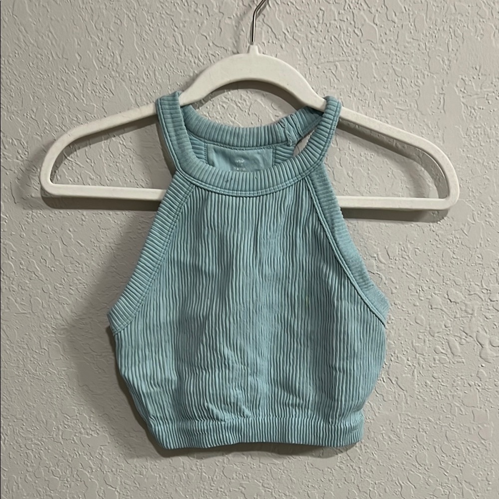 Aerie Green Ribbed Sleeveless Crop Top